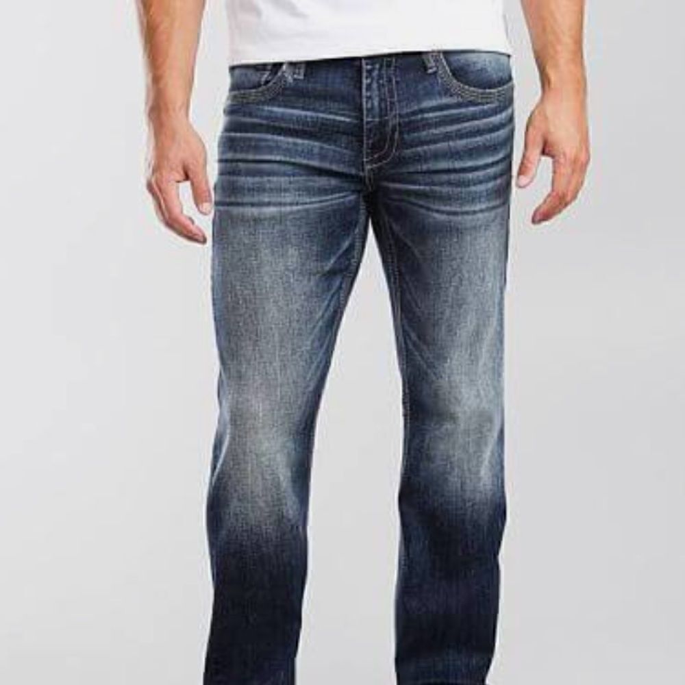 Outpost Makers Buckle Factory Distressed Button Fly Slim Straight Leg Jeans